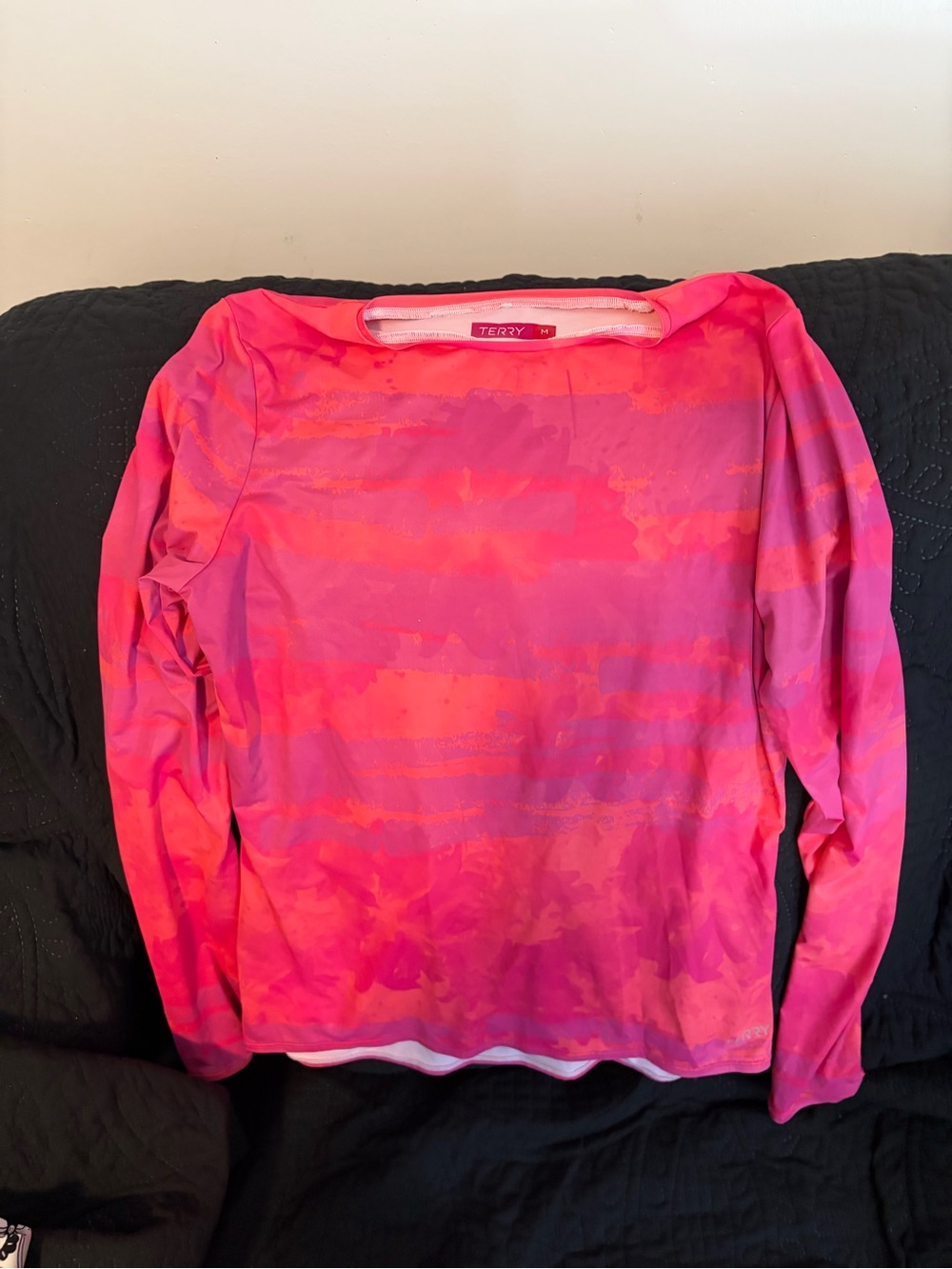 Terry Women's Long Sleeve Performance Tee - Pink/Coral Print